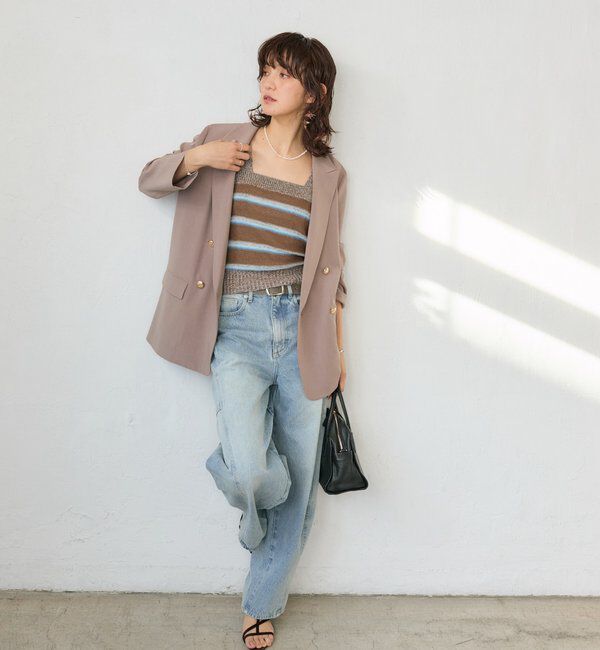  「【アンサンブル着用可能】マルチボーダーニットキャミ」|ニット・セーター|