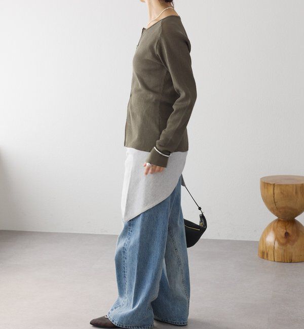  「【抜け感】ZIPリブニットカーディガン」|カーディガン|