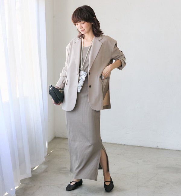  「【こなれ感抜群/接触冷感機能付き】ワイドショルダージャケット」|テーラードジャケット|