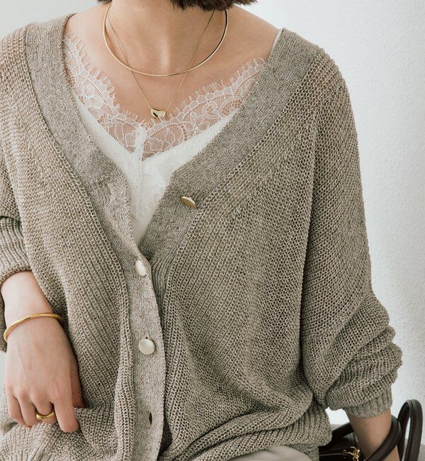  「予約【前後2WAY仕様】リネンブレンド2WAYカーデ」|カーディガン|モカ