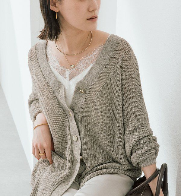  「予約【前後2WAY仕様】リネンブレンド2WAYカーデ」|カーディガン|