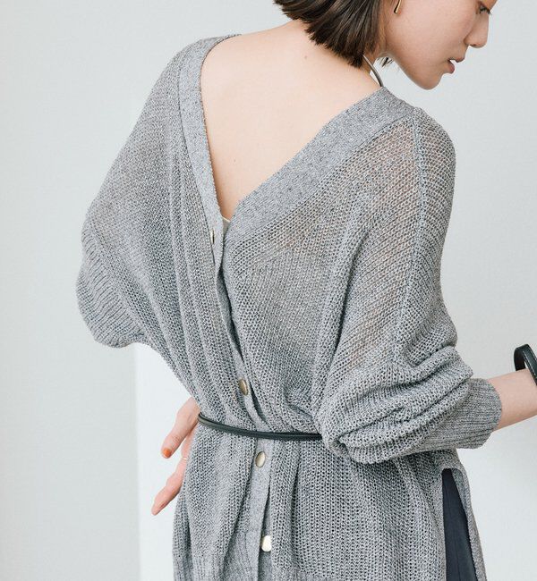  「予約【前後2WAY仕様】リネンブレンド2WAYカーデ」|カーディガン|