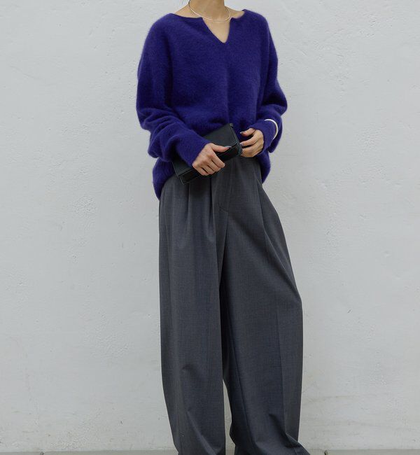  「【デコルテ美人ニット】ファーウールキーネックニット」|ニット・セーター|