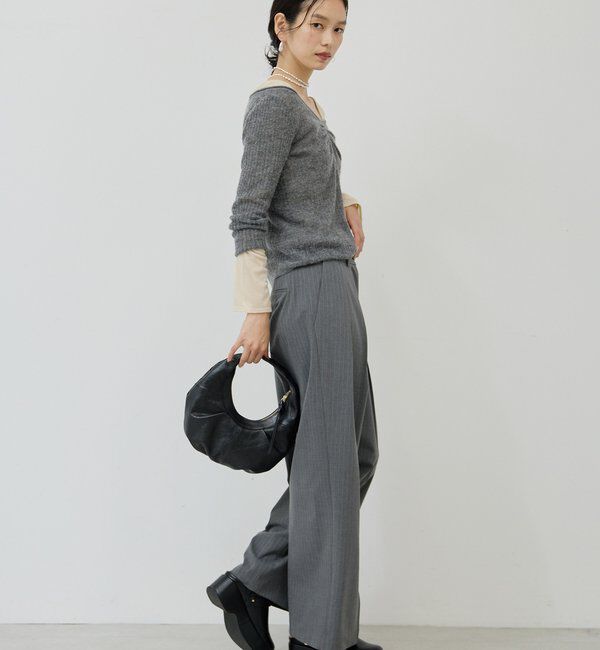  「【手洗い可能】【3サイズ展開】ストライプダブルタックパンツ」|チノ|