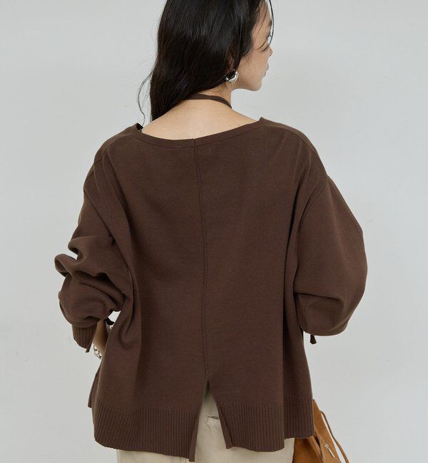  「【CHIKAコラボ】【着やせ&times;時短おしゃれ】タイ付き総針Vネックニット」|ニット・セーター|