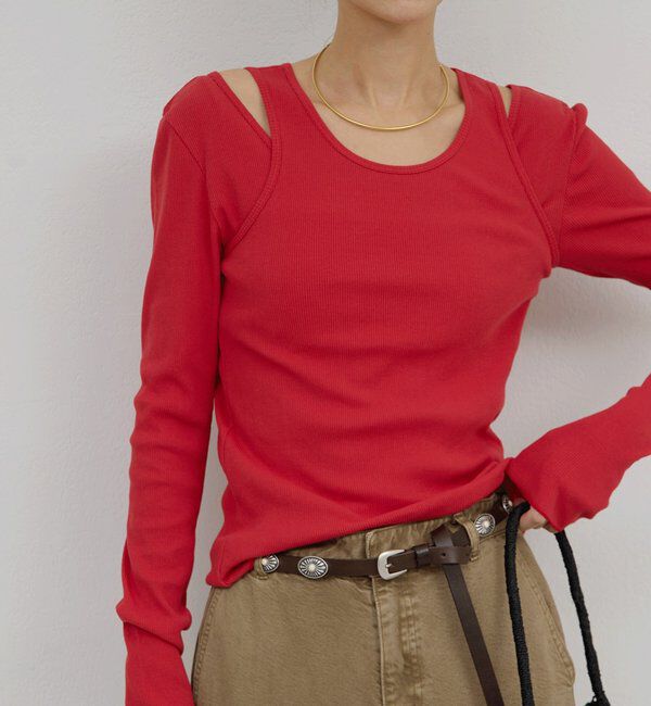  「【前後2way】ハイツイストリブタンク」|Tシャツ・カットソー|レッド