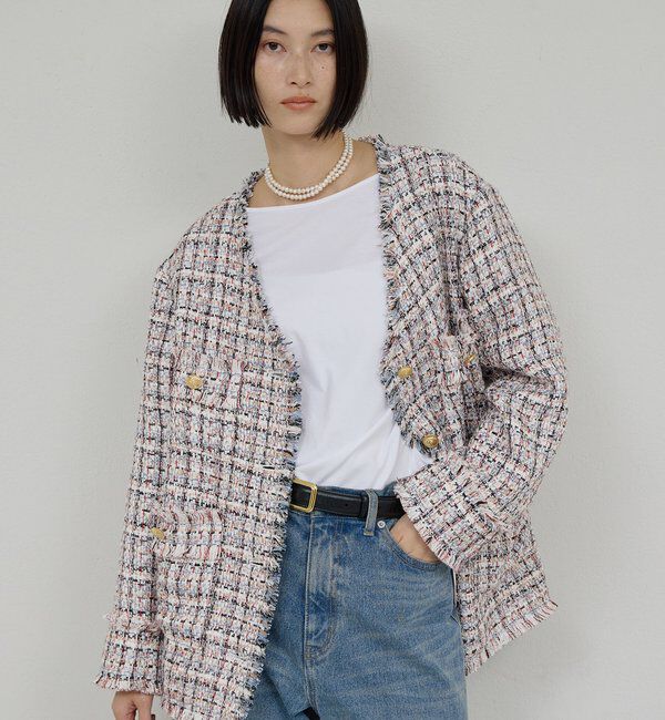  「ミックスヤーンツイードジャケット」|ベスト・ジレ|オフホワイト