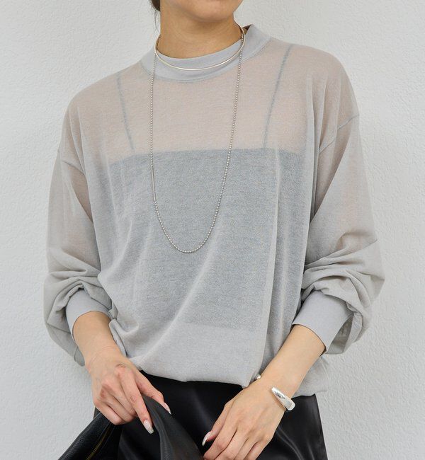  「コットンシアーニット」|ニット・セーター|ライトグレー