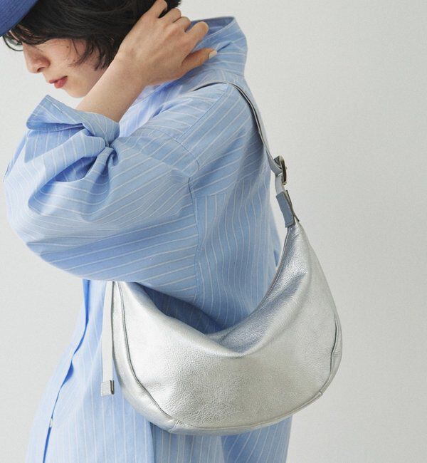  「ソフトレザーラウンドショルダーバッグ［silver］」|ショルダー・メッセンジャー|シルバー