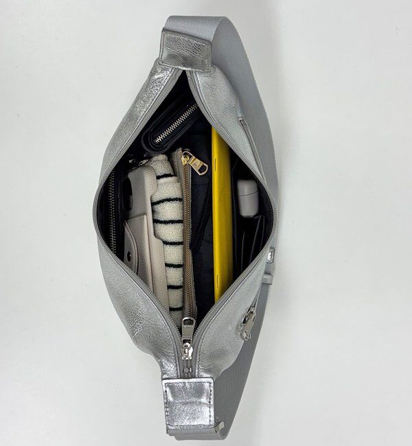  「ソフトレザーラウンドショルダーバッグ［silver］」|ショルダー・メッセンジャー|