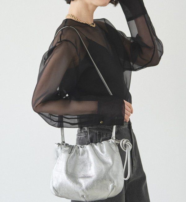  「レザー巾着4WAYショルダーバッグ」|ショルダー・メッセンジャー|シルバー