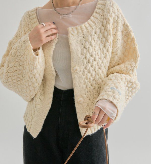  「ポコポコニットカーディガン」|カーディガン|アイボリー