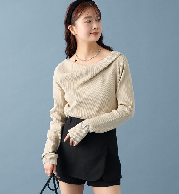  「オフショルリブニット」|ニット・セーター|