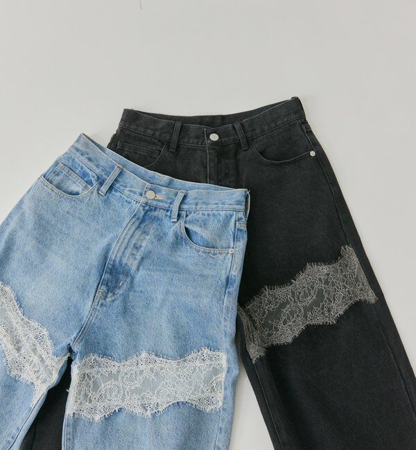  「レース切替デニム」|デニム|
