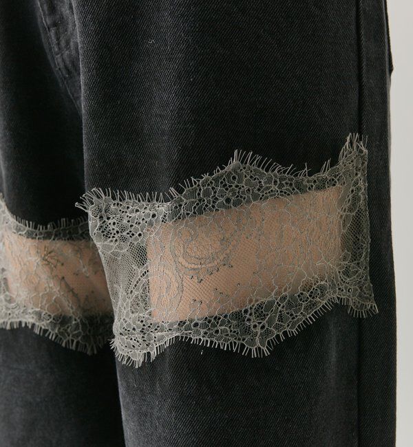  「レース切替デニム」|デニム|