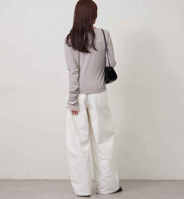  「チャーム付きオフショルリブロングTシャツ」|Tシャツ・カットソー|