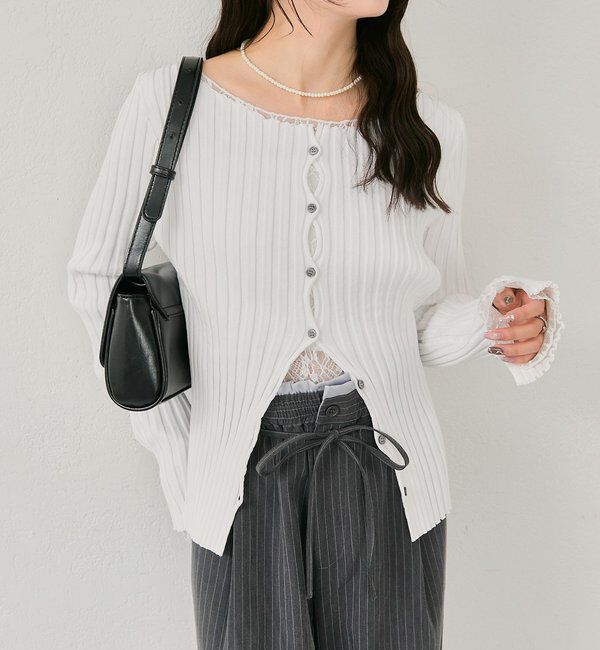  「ラウンドスリットリブカーディガン」|カーディガン|