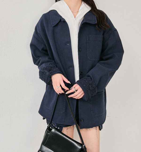  「裾レースツイルジャケット」|ブルゾン・スタジャン|