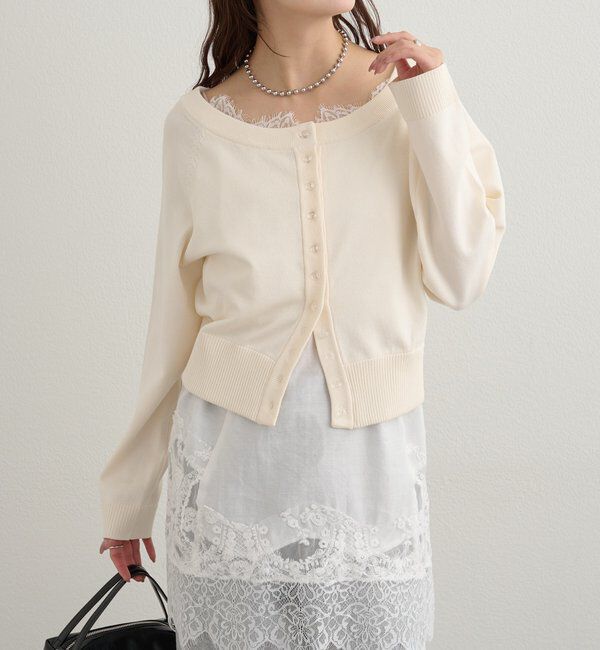  「ワイドネッククリアボタンカーディガン」|カーディガン|