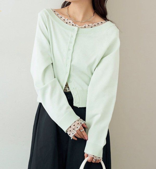  「ワイドネッククリアボタンカーディガン」|カーディガン|
