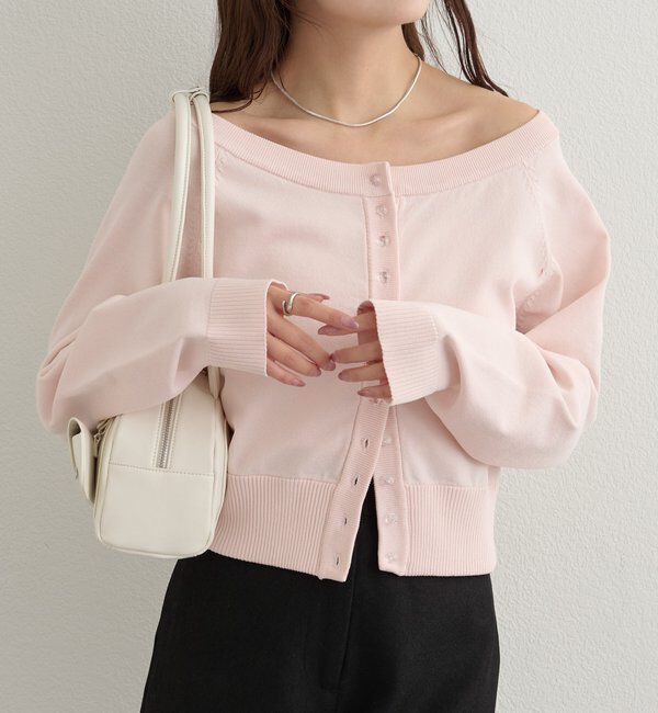  「ワイドネッククリアボタンカーディガン」|カーディガン|