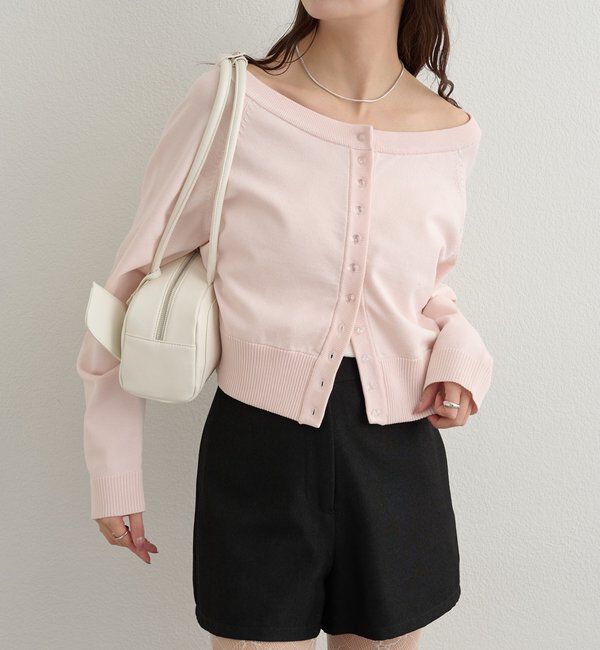  「ワイドネッククリアボタンカーディガン」|カーディガン|