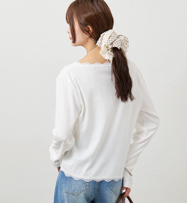  「ギャザーレースリブカーディガン」|Tシャツ・カットソー|