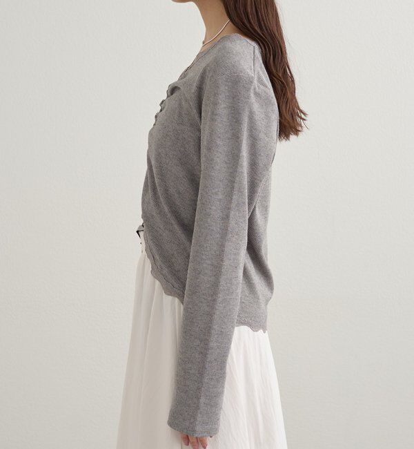  「ギャザーレースリブカーディガン」|Tシャツ・カットソー|