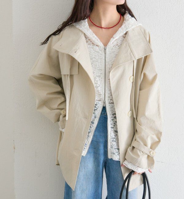  「スタンドカラーミドルトレンチ」|トレンチコート|アイボリー