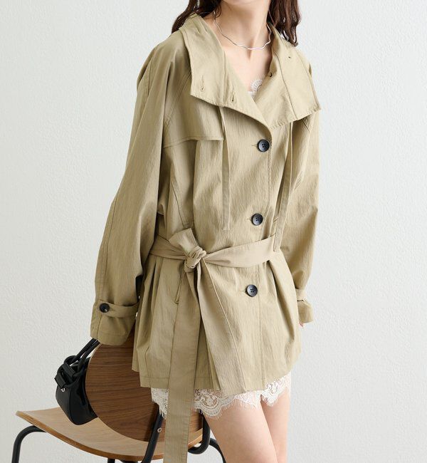  「スタンドカラーミドルトレンチ」|トレンチコート|