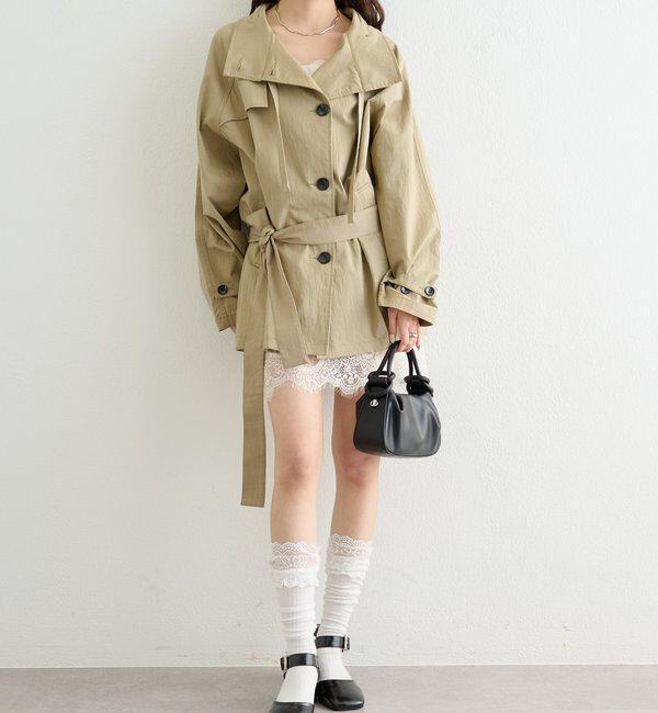  「スタンドカラーミドルトレンチ」|トレンチコート|