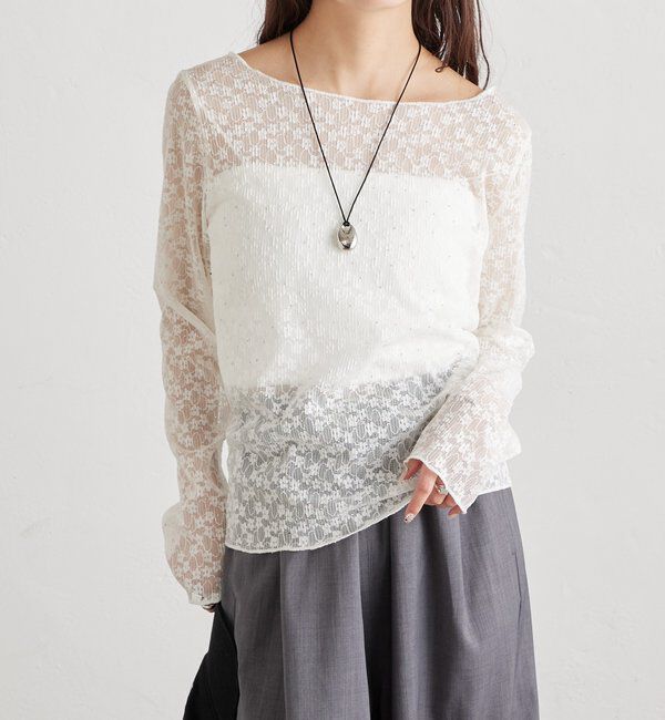  「シャイニーレースロングTシャツ」|Tシャツ・カットソー|