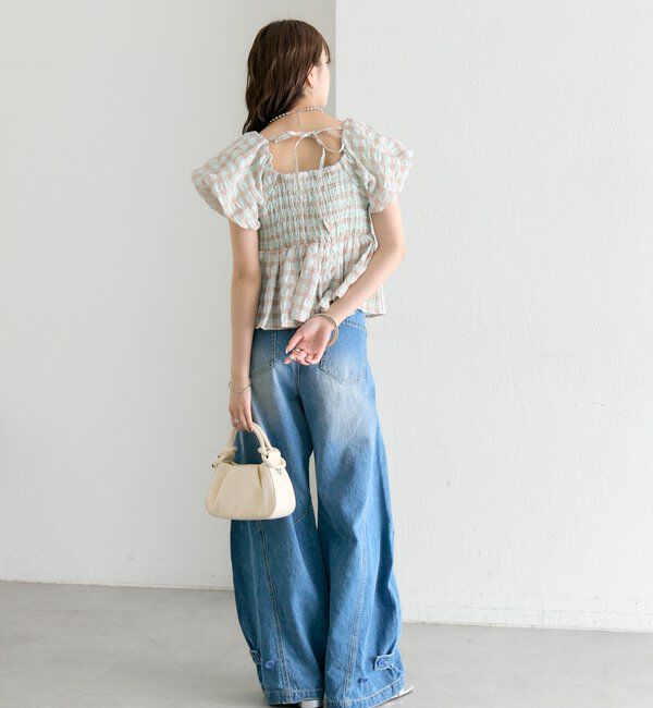  「チェックパフブラウス」|シャツ・ブラウス|