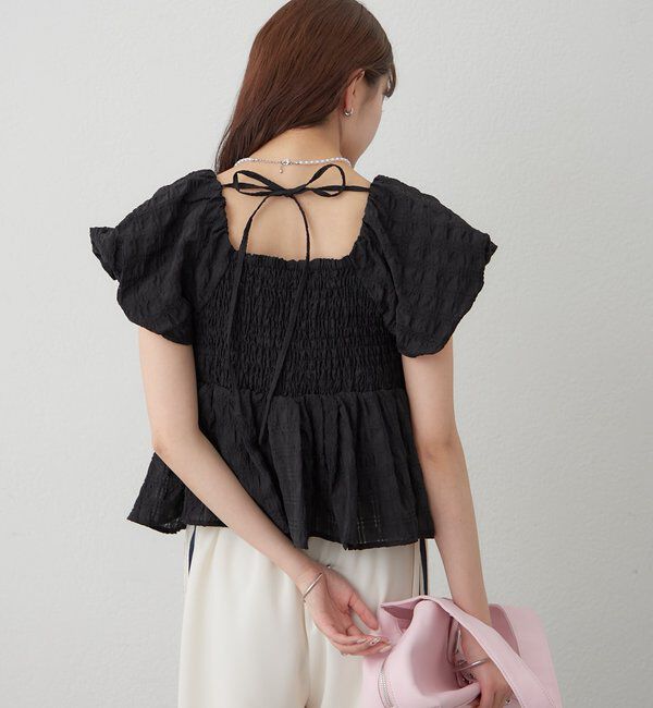  「チェックパフブラウス」|シャツ・ブラウス|