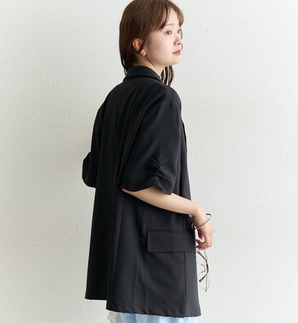  「袖口ギャザー半袖ジャケット」|テーラードジャケット|