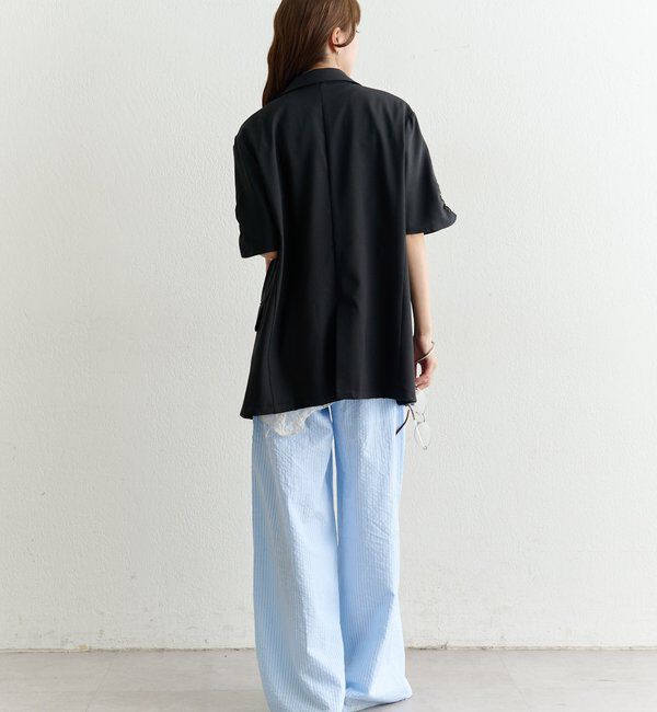  「袖口ギャザー半袖ジャケット」|テーラードジャケット|