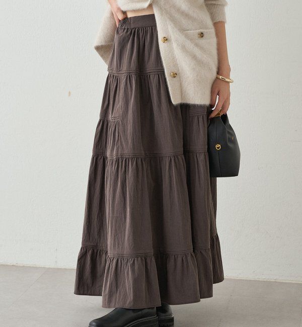  「ギャザーティアードスカート」|スカート|ブラウン
