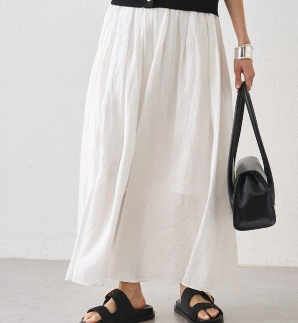  「リネンタックギャザースカート」|スカート|