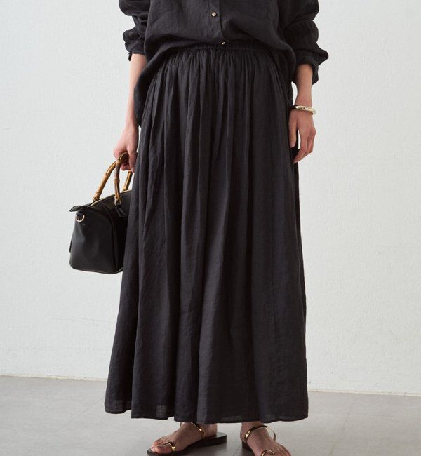  「リネンタックギャザースカート」|スカート|