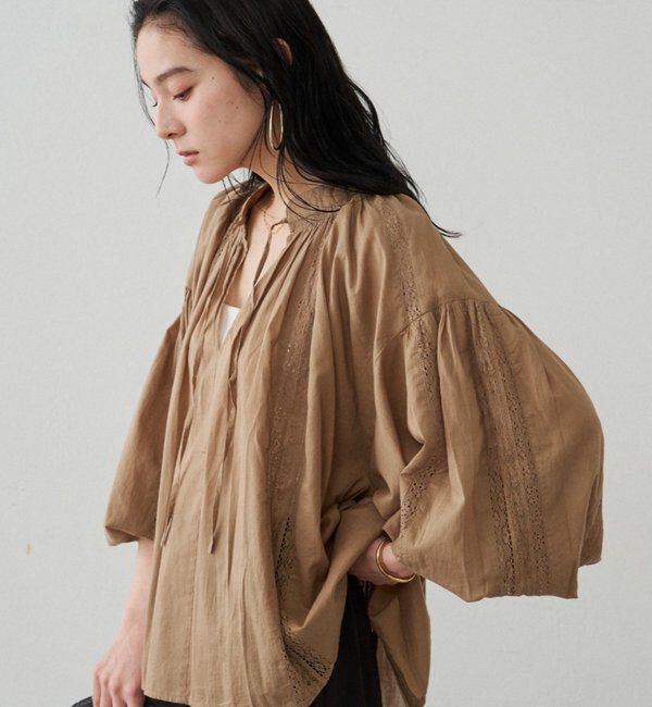  「【INDIA】スキッパーレースブラウス」|シャツ・ブラウス|