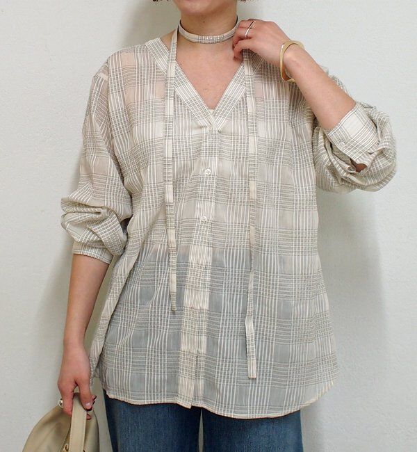  「シアーチェックシャツ」|シャツ・ブラウス|オフホワイト