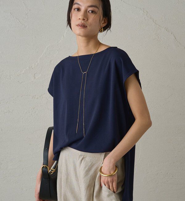  「カットジョーゼットフレンチブラウス」|シャツ・ブラウス|ネイビー