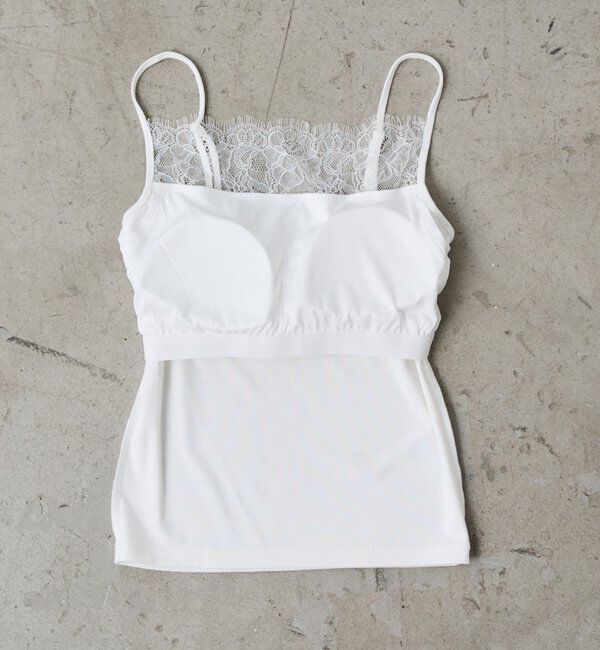 「【earthy_/アーシー】カップ付きレースキャミソール」|Tシャツ・カットソー|