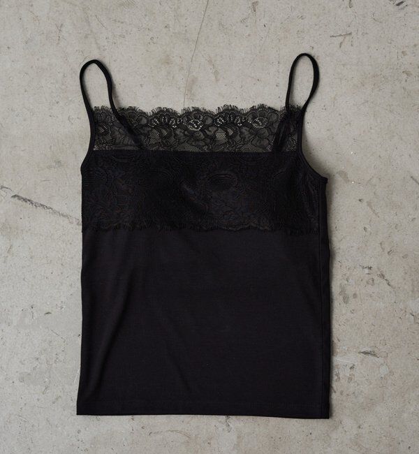  「【earthy_/アーシー】カップ付きレースキャミソール」|Tシャツ・カットソー|ブラック