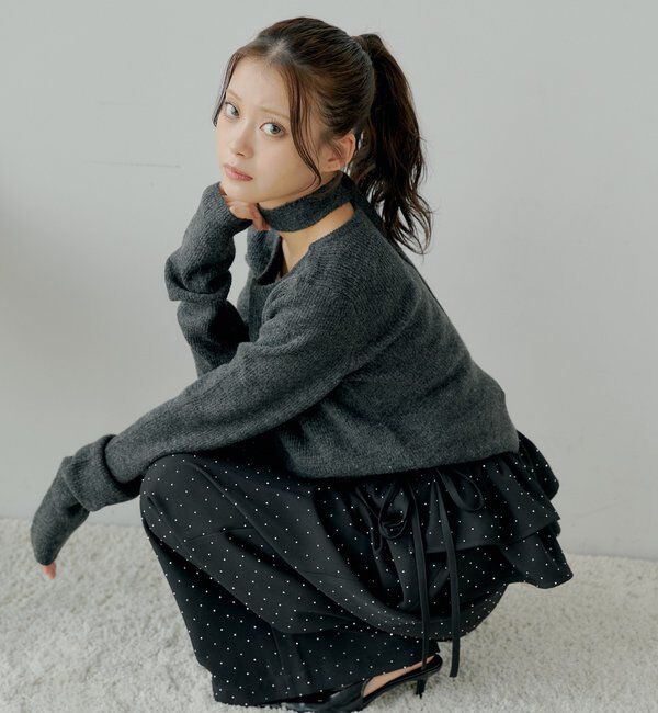  「【SALON by Chico】取り外しフリルルーズラインストーンスラックス」|チノ|