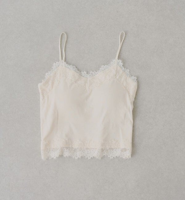  「カップ付き総レースキャミ」|キャミソール|アイボリー
