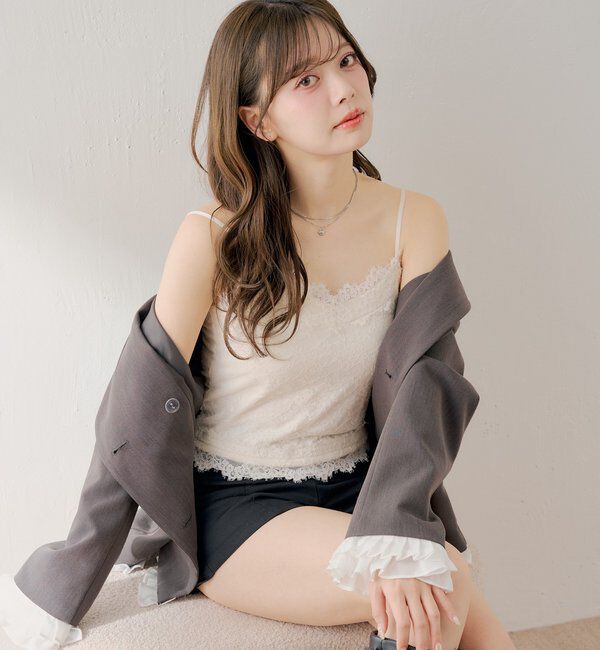  「カップ付き総レースキャミ」|キャミソール|