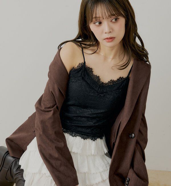  「カップ付き総レースキャミ」|キャミソール|