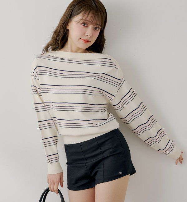  「ワンショルボーダーニット」|ニット・セーター|