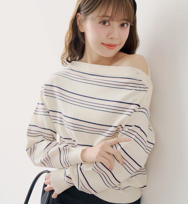  「ワンショルボーダーニット」|ニット・セーター|